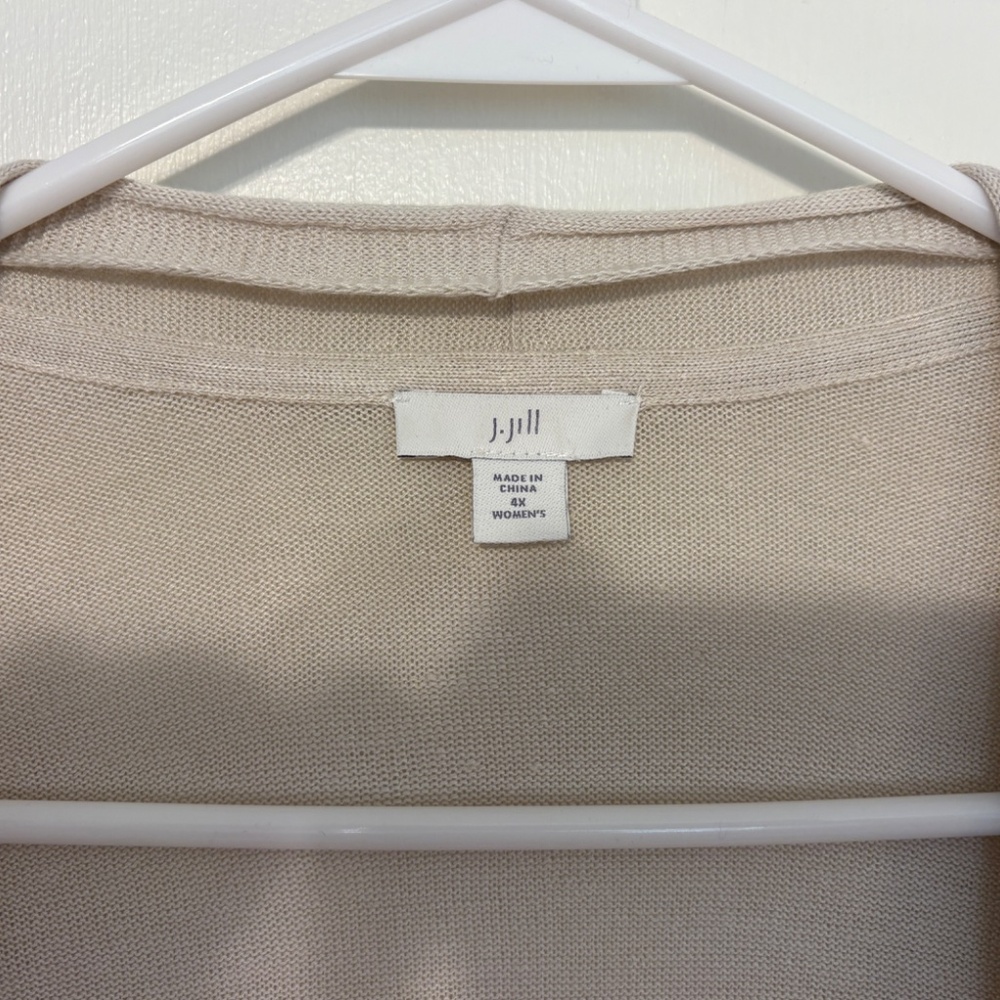 J. Jill Women's Plus Linen-Blend Open-Front Waterfall Cardigan Sweater 4X Beige - Picture 3 of 9